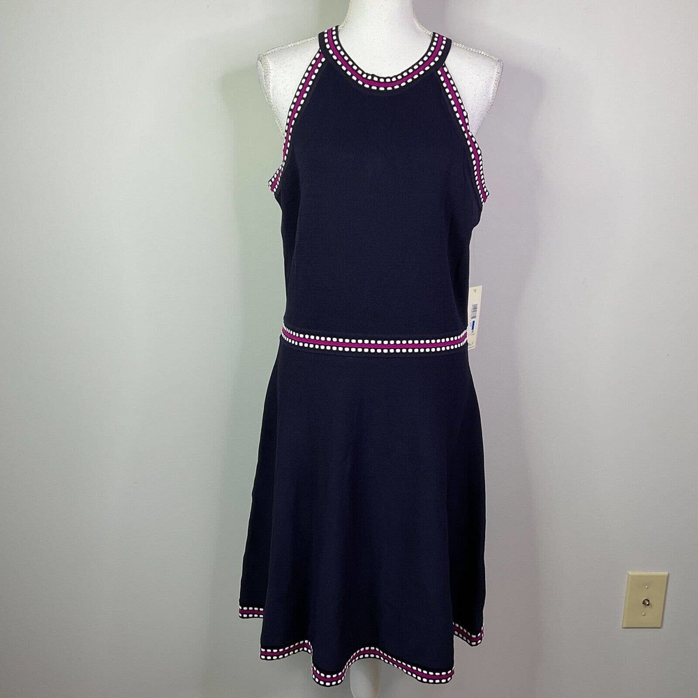 ELIZA J Knit Halter Sweater Dress In Navy Blue Sleeveless Women XL
